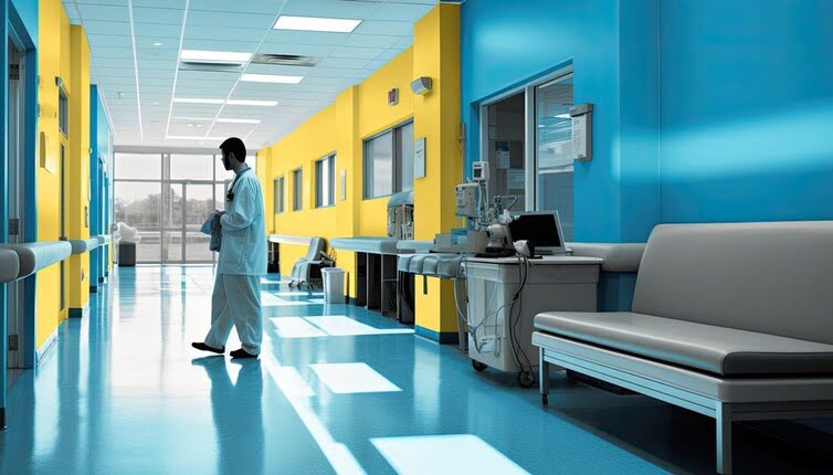 Médecin Dans Un Corridor Hôpital Moderne